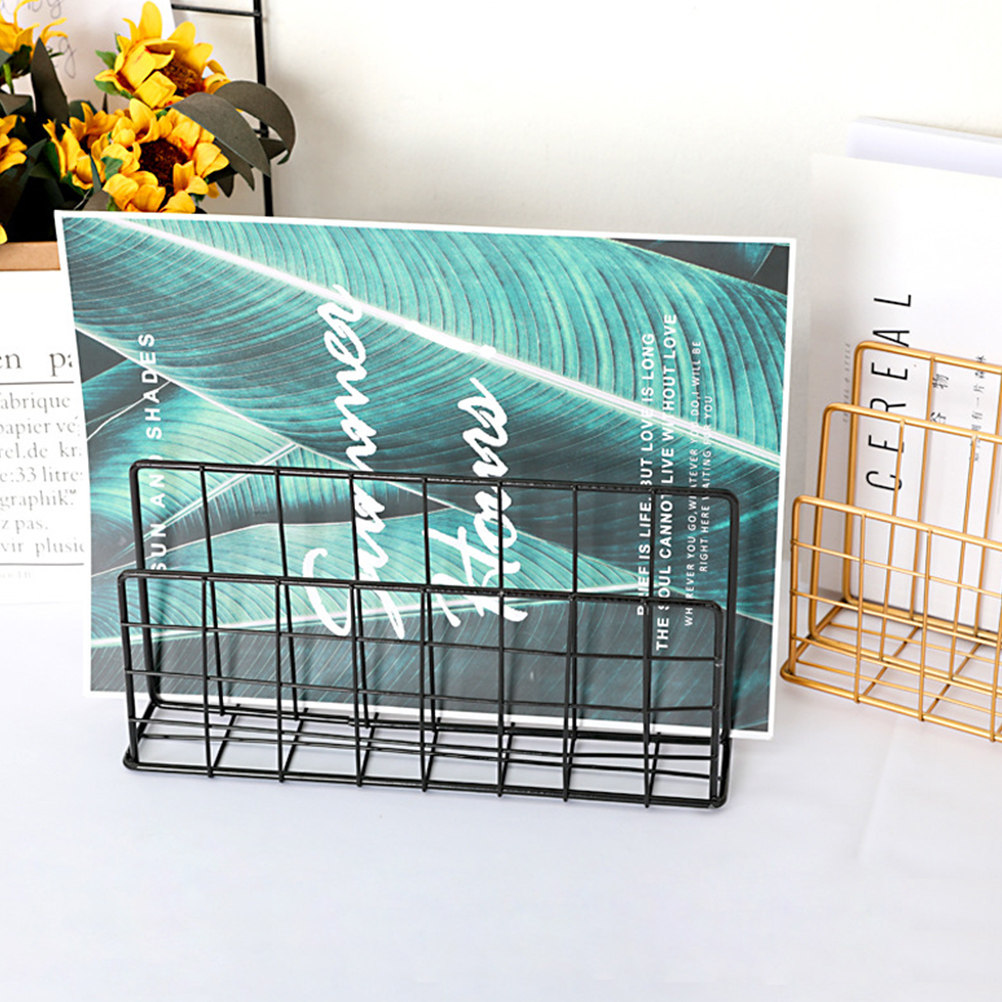Magazine Holder Rack - Metal Desktop Mail Organizer 3 Slot