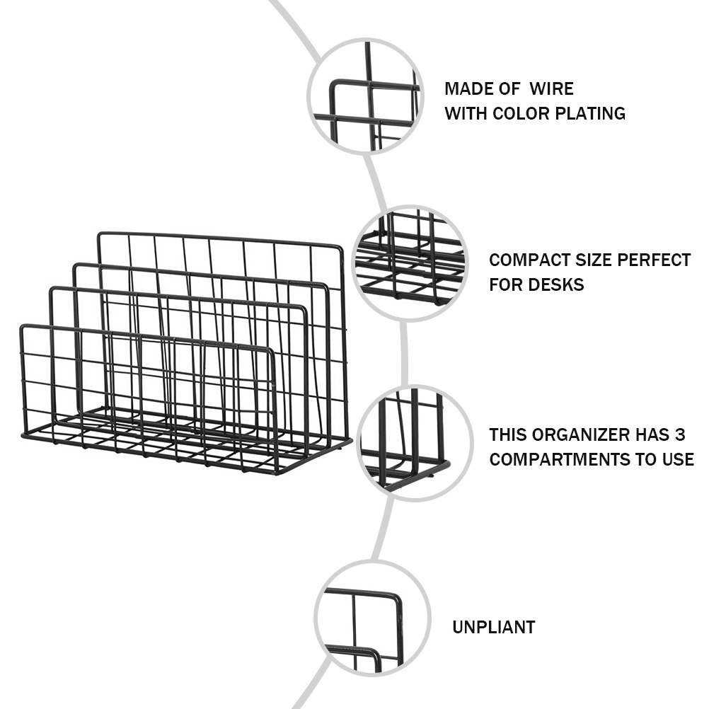Metal Desktop Mail Organizer 3 - Magazine Holder Rack recension och pris